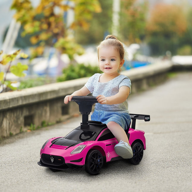 Pink ride-on car with storage, horn & music for children 1.5–5 years
