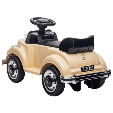 Loopauto, kindervoertuig, loopauto met opbergruimte, kinderauto met kantelbeveiliging voor kinderen van 18-48 maanden, beige, 77,5 x 41,5 x 45 cm Aosom