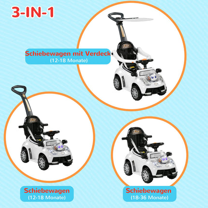 Ride-on car with support bar for children 12-36 months