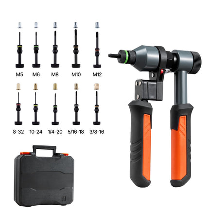 Rivet Nut Tool Kit, 210 mm Ratchet, 10 Mandrels, Case
