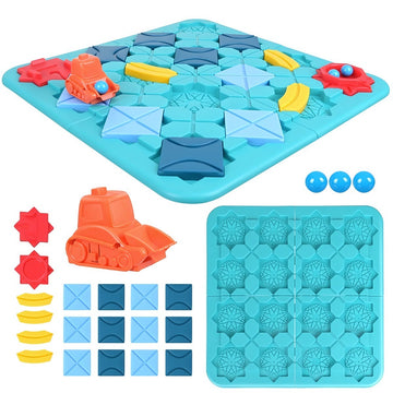 Road Building Logic Game for Children, 38 x 38 cm Board, 4 Ramps