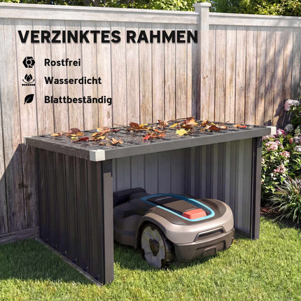 Robotic Lawn Mower Garage, Galvanized Steel, Dark Grey