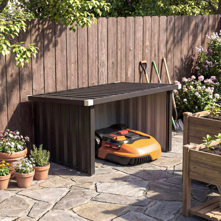 Robotic Lawn Mower Garage, Galvanized Steel, Dark Grey