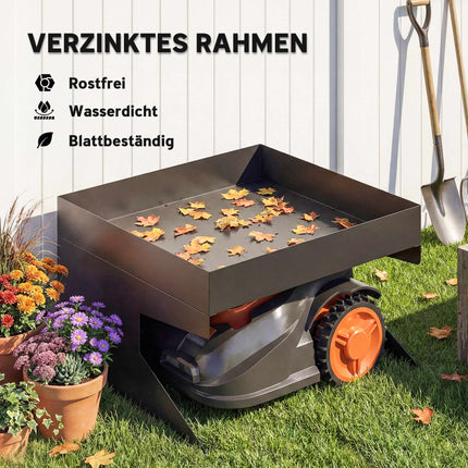 Robotic Lawn Mower Garage with Planter, Galvanized Steel