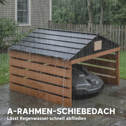 Robotic Lawn Mower Wooden Garage, Weatherproof, 79x74x54 cm