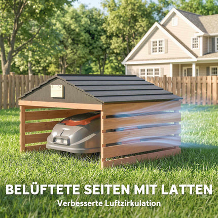 Robotic Lawn Mower Wooden Garage, Weatherproof, 79x74x54 cm