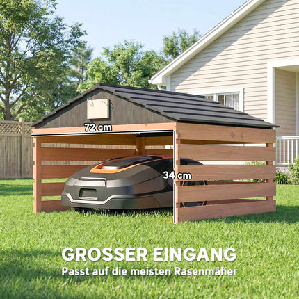 Robotic Lawn Mower Wooden Garage, Weatherproof, 79x74x54 cm