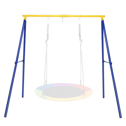 Robust metal swing frame A-frame garden swing frame 194 x 184 x 180 cm blue + yellow
