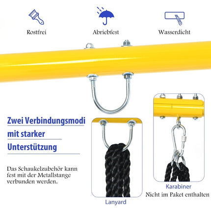 Robust metal swing frame A-frame garden swing frame 194 x 184 x 180 cm blue + yellow