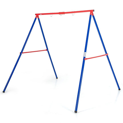 Robust metal swing frame A-frame garden swing frame 194 x 184 x 180 cm red + blue