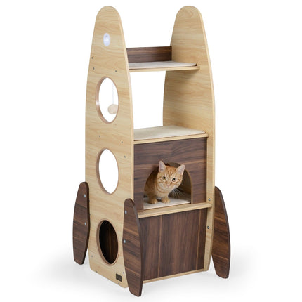 Rocket-Shaped Cat Tree with Sisal Mat & Platforms