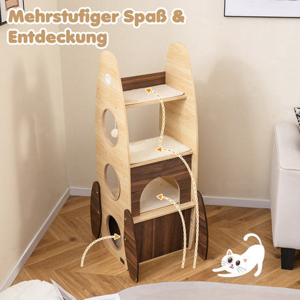 Rocket-Shaped Cat Tree with Sisal Mat & Platforms