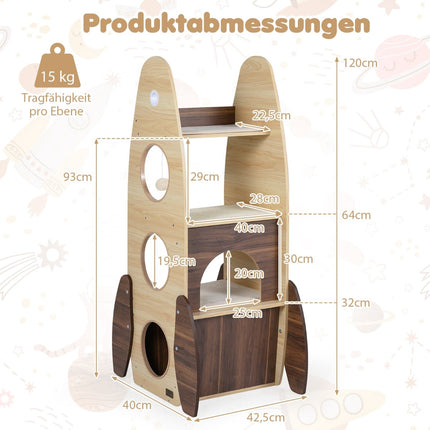 Rocket-Shaped Cat Tree with Sisal Mat & Platforms