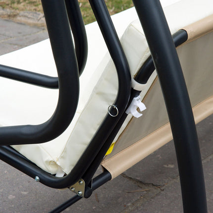 3-seat rocking chair with adjustable roof, cream