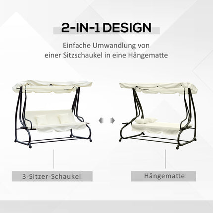 3-seat rocking chair with adjustable roof, cream