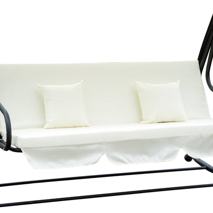 3-seat rocking chair with adjustable roof, cream