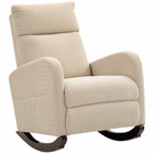 Rocking Chair, Corduroy Upholstered, Side Pockets, Beige