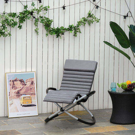 Ergonomic garden rocking chair in metal - dark grey, 145x74x88 Cm