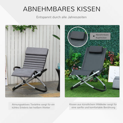 Ergonomic garden rocking chair in metal - dark grey, 145x74x88 Cm