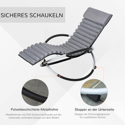 Ergonomic garden rocking chair in metal - dark grey, 145x74x88 Cm
