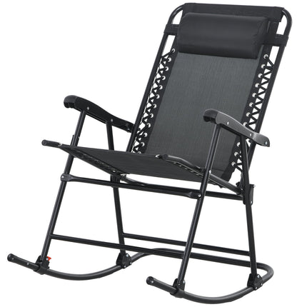 Schommelstoel Opklapbare Tuinstoel Schommelstoel Kussen Tot 120Kg Tuinbalkon Gaas Zwart 95X64X106Cm