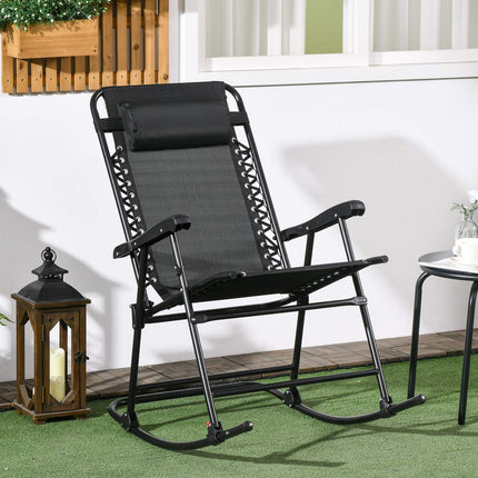 Schommelstoel Opklapbare Tuinstoel Schommelstoel Kussen Tot 120Kg Tuinbalkon Gaas Zwart 95X64X106Cm