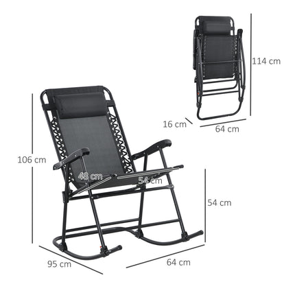 Schommelstoel Opklapbare Tuinstoel Schommelstoel Kussen Tot 120Kg Tuinbalkon Gaas Zwart 95X64X106Cm