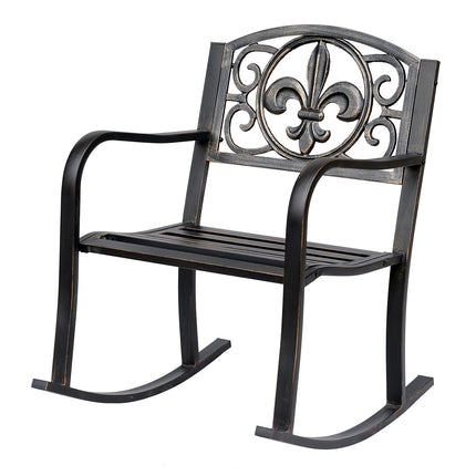 Antique metal rocking chair - bronze finish for garden