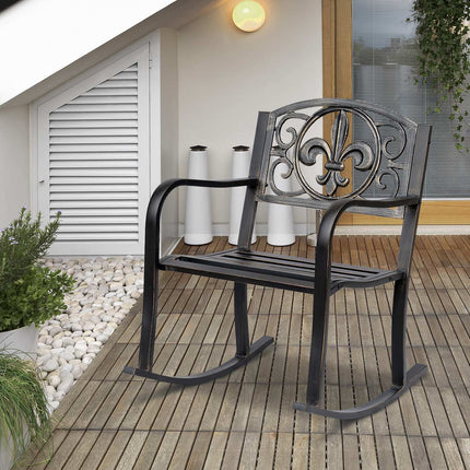 Antique metal rocking chair - bronze finish for garden