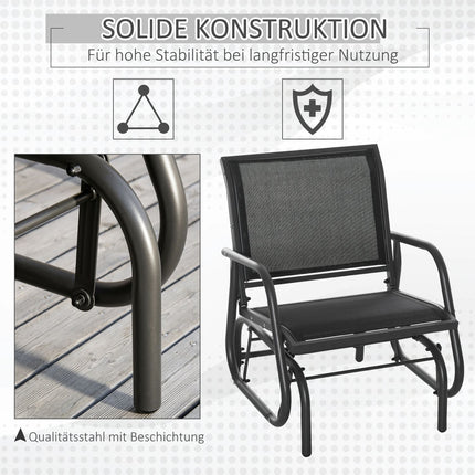 Garden rocking chair in black metal for patio or balcony