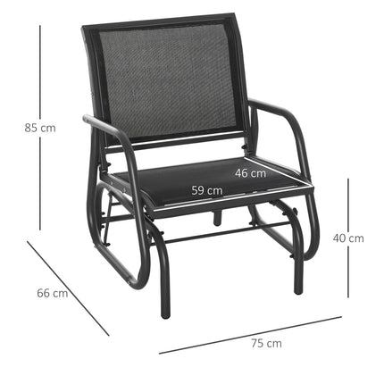 Garden rocking chair in black metal for patio or balcony