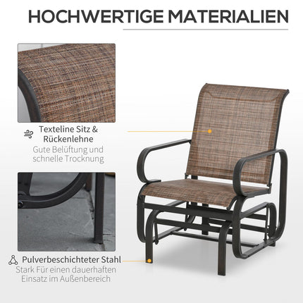 Garden Swing rocking chair, steel frame, brown text line