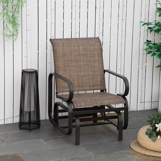 Garden Swing rocking chair, steel frame, brown text line