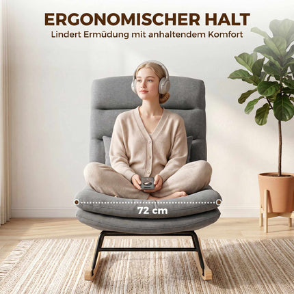 Rocking Chair, Linen-Look Fabric, Lumbar Pillow, Light Grey