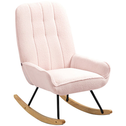 Pink Sherpa Fleece rocking chair, padded, 150 kg capacity