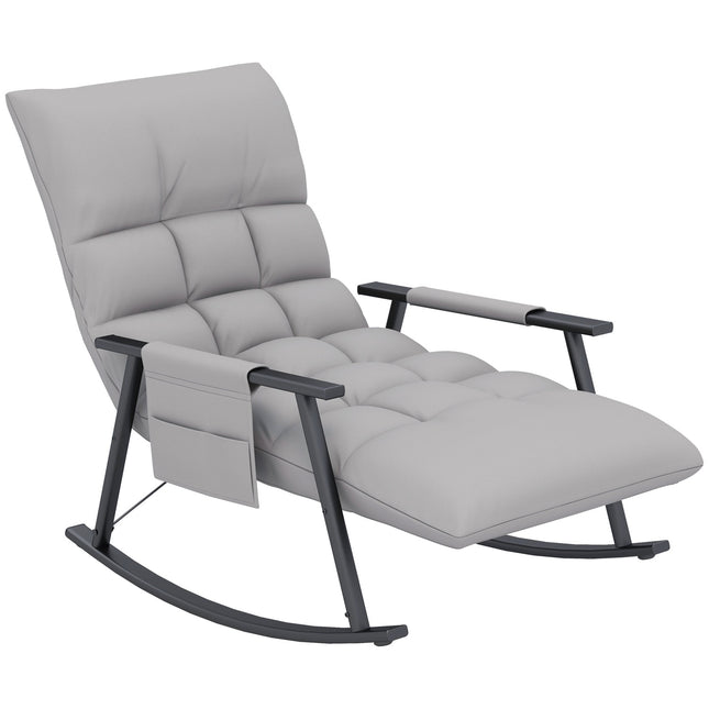 Rocking chair microfiber gray with footrest, adjustable backrest