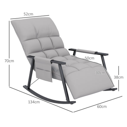 Rocking chair microfiber gray with footrest, adjustable backrest