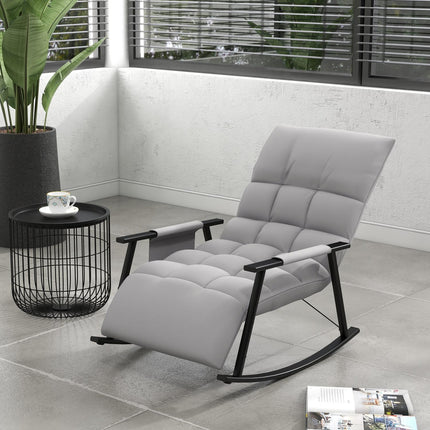 Rocking chair microfiber gray with footrest, adjustable backrest