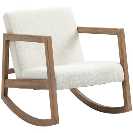 Cream White Rubberwood rocking chair - padded comfort