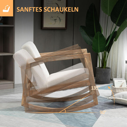 Cream White Rubberwood rocking chair - padded comfort