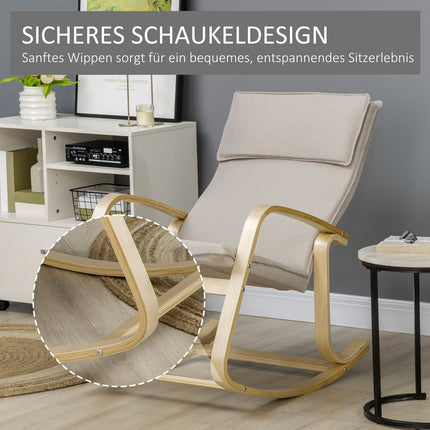 Rocking chair with cushion for living room, 120 kg capacity