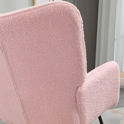 Pink rocking chair imitation lambskin - Holds up to 120 kg