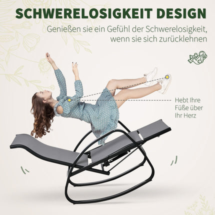 Gray adjustable garden rocking chair with footrest, capacity 160 kg