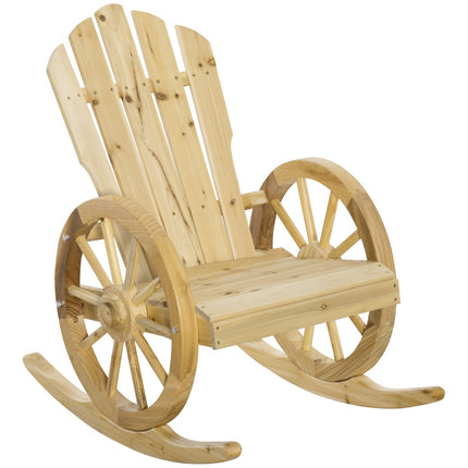 Rustic rocking chair in solid wood for garden, 68x88x92 cm