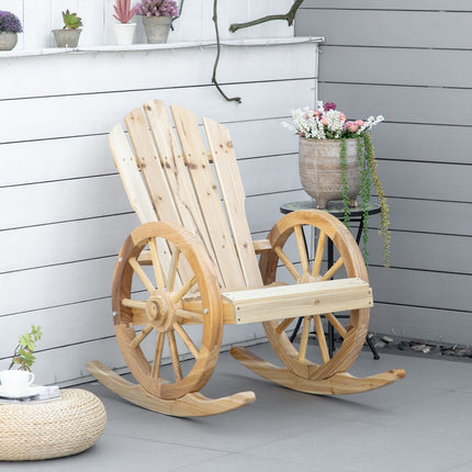 Rustic rocking chair in solid wood for garden, 68x88x92 cm
