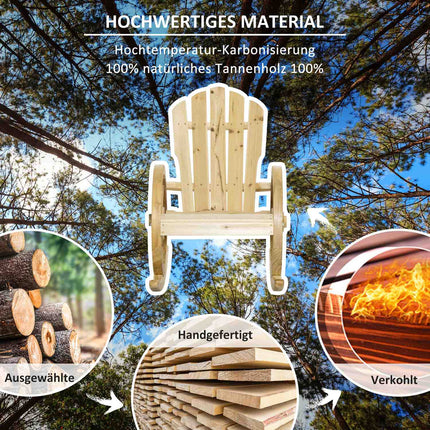 Rustic rocking chair in solid wood for garden, 68x88x92 cm