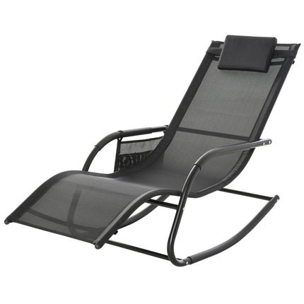 Black Metal Mesh Rocking Lounger, 150 x 62 x 88 cm