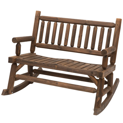 Rocking chair in solid wood with armrests, dark brown
