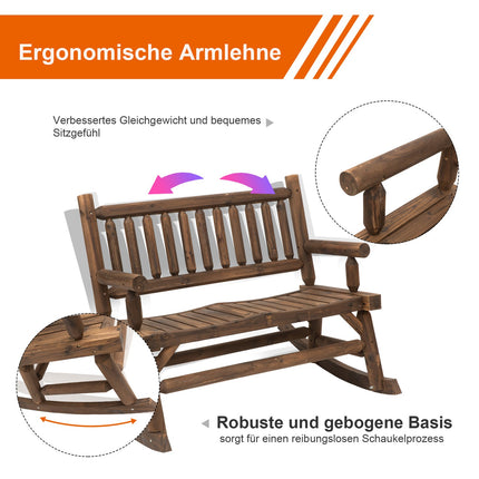 Rocking chair in solid wood with armrests, dark brown