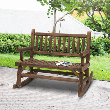Rocking chair in solid wood with armrests, dark brown